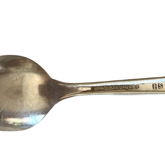 Wm Rogers Mfg Co "S" Silverplate Teaspoon With Art Deco Pattern 6 Inches Long - Picture 5 of 6